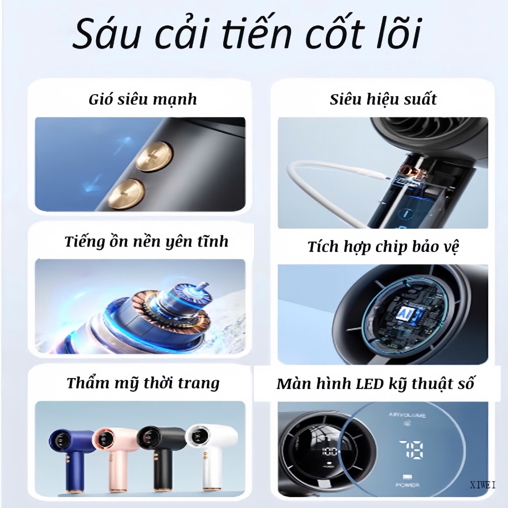 Quạt cầm tay 100 cấp độ gió, Quạt tích điện HSON pin cao 5000 MAH hiển thị đèn led, sử dụng lâu, di động, gió mạnh | BigBuy360 - bigbuy360.vn