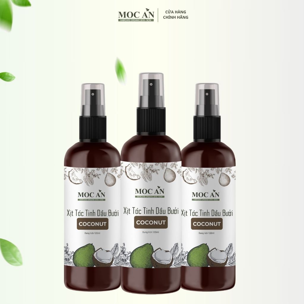 Combo 3 Chai Xịt Dưỡng Tóc Tinh Dầu Bưởi Dừa Non ( Coconut ) Mộc Ân Haircare 120ml
