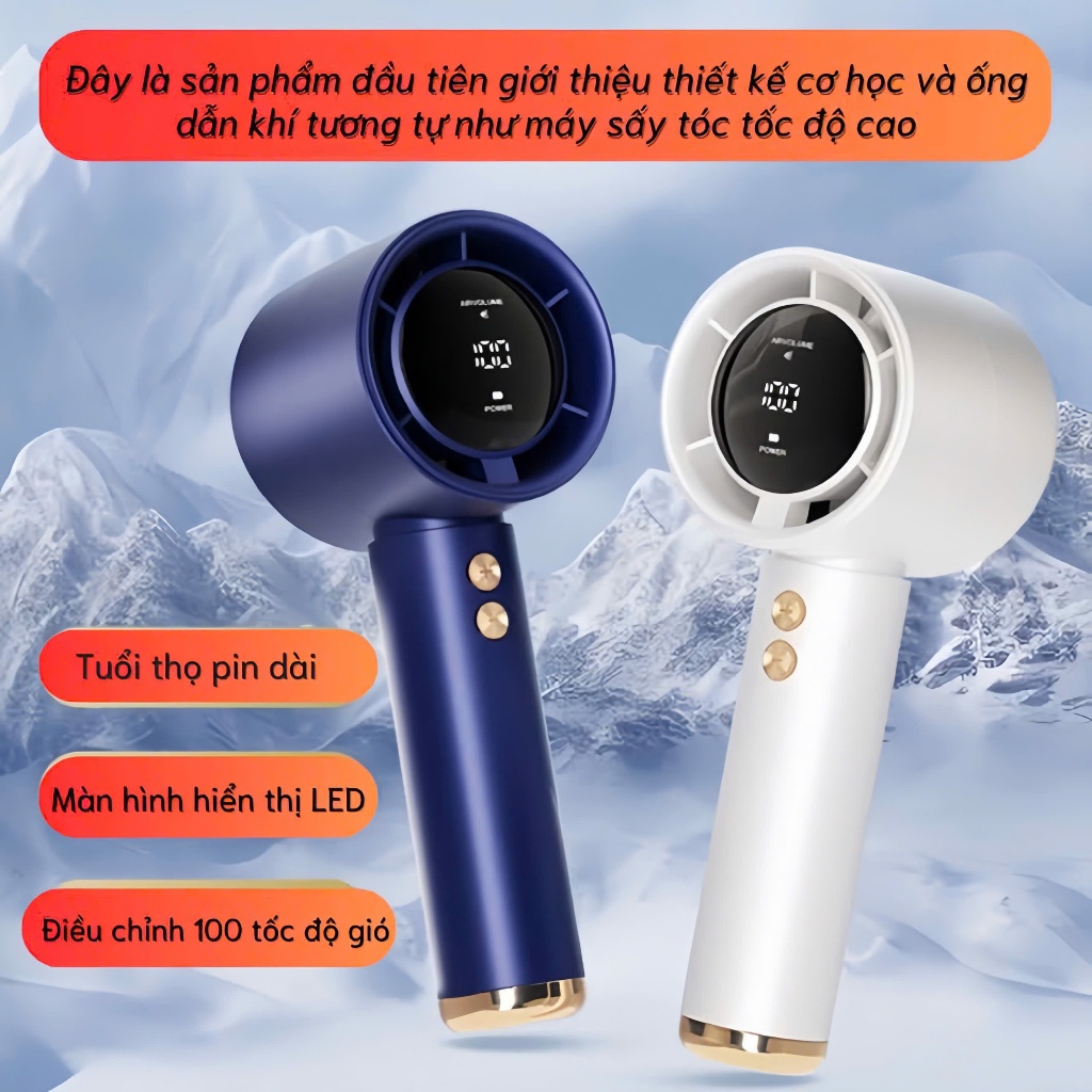 Quạt cầm tay HSON 100 cấp độ gió, Quạt tích điện mini pin cao 5 000 mah hiển thị led, tuabin gió mạnh, dùng lâu | BigBuy360 - bigbuy360.vn