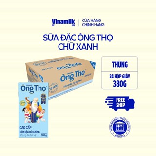 Thùng 24 Hộp Sữa đặc có đường Ông Thọ chữ xanh - Hộp giấy 380g