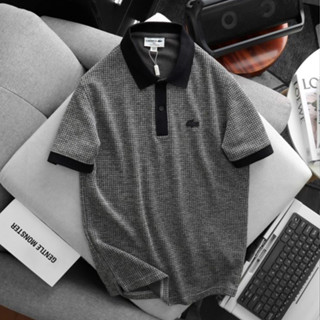 Áo Thun Nam Regular POLO SHIRT LCST VẢI CVC XỊN Mắt Len Thu Đông 2 Da khuy khắc Logo thêu dáng dài Cao Cấp Có Big Size
