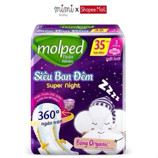  Combo 8 gói- Băng vệ sinh ban đêm Molped mặt lưới có cánh  gói 3 miếng dài 35cm  