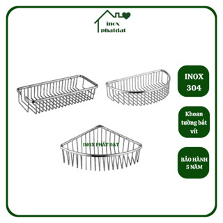 Kệ góc nhà tắm treo tường Inox 304 PHÁT ĐẠT, kệ gia vị nhà bếp, giá để xà bông (SP050.051.063)