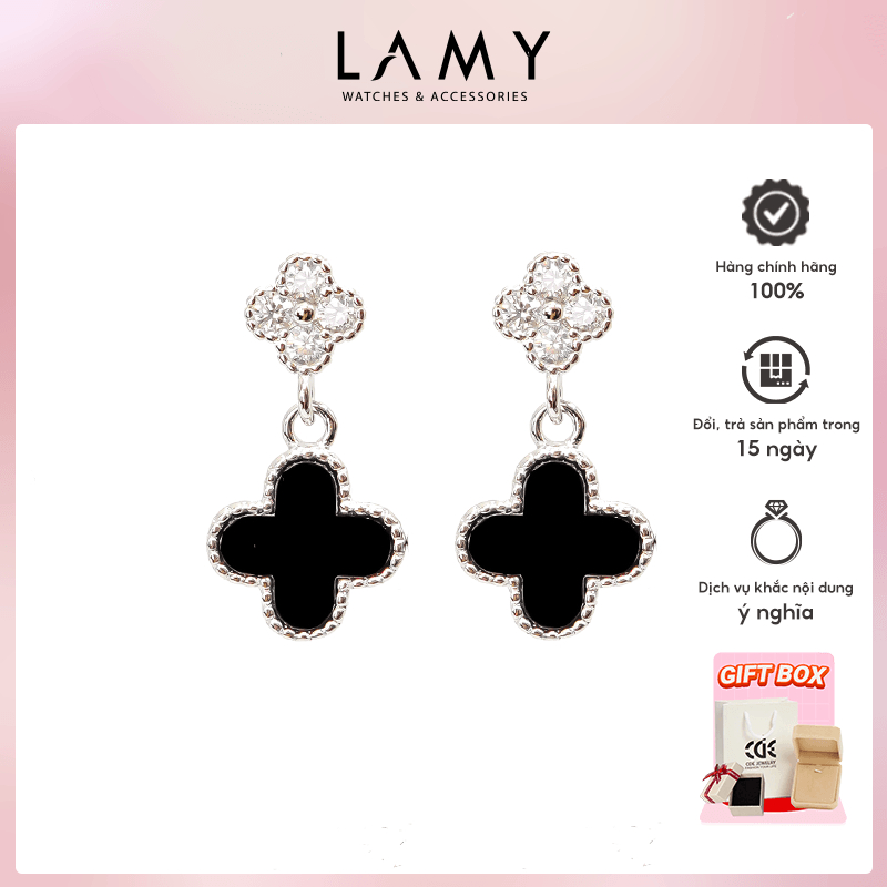 Khuyên tai nữ LAMY Lucky Four Leaf Earrings Silver 3297
