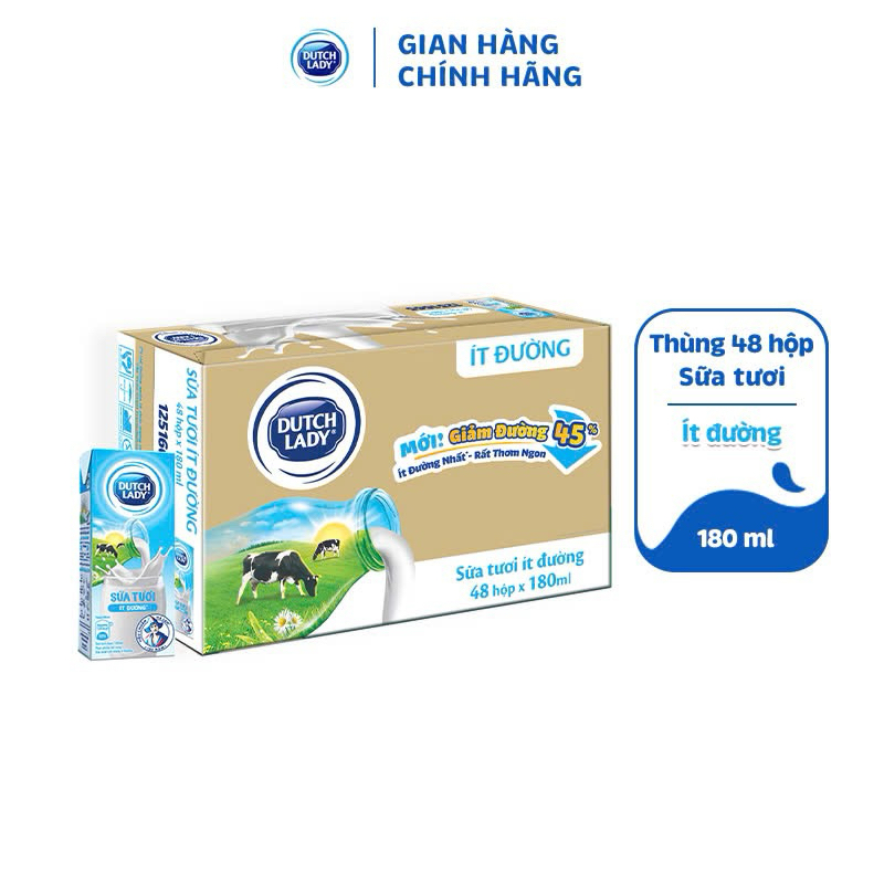 Thùng sữa tươi Dutch Lady CGHL 48 hộp x 180ml