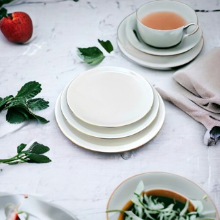 Đĩa Nông Ảo sứ trắng viền vàng Gốm Sứ OHIO kích thước 15cm - 26.5cm.