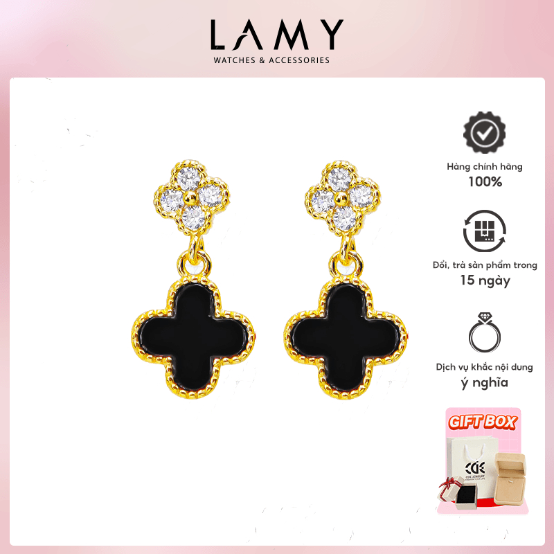 Khuyên tai nữ LAMY Lucky Four Leaf Earrings Gold 3297