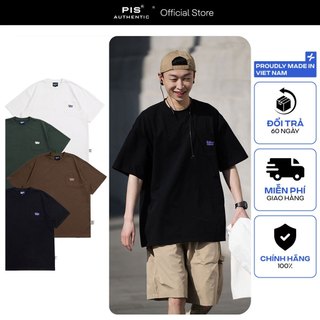 Áo thun unisex nam nữ,áo phông local brand form rộng chất cotton dày dặn, phong cách Retro túi rời PIS STUDIO AT013