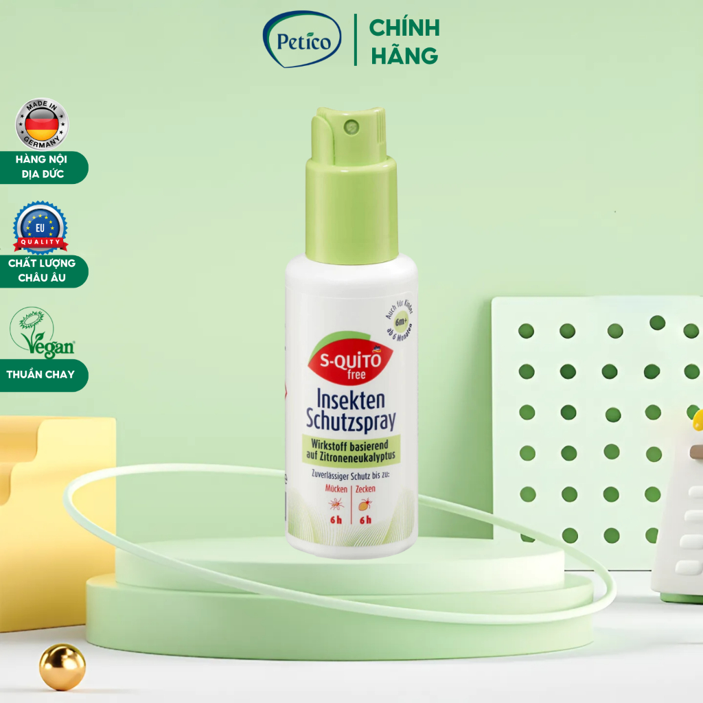 Xịt Chống Muỗi Đốt Và Côn Trùng Cắn Cho Bé S-QUITO 100ml, Kem Chống Muỗi Đức Bảo Vệ Bé Suốt 6h