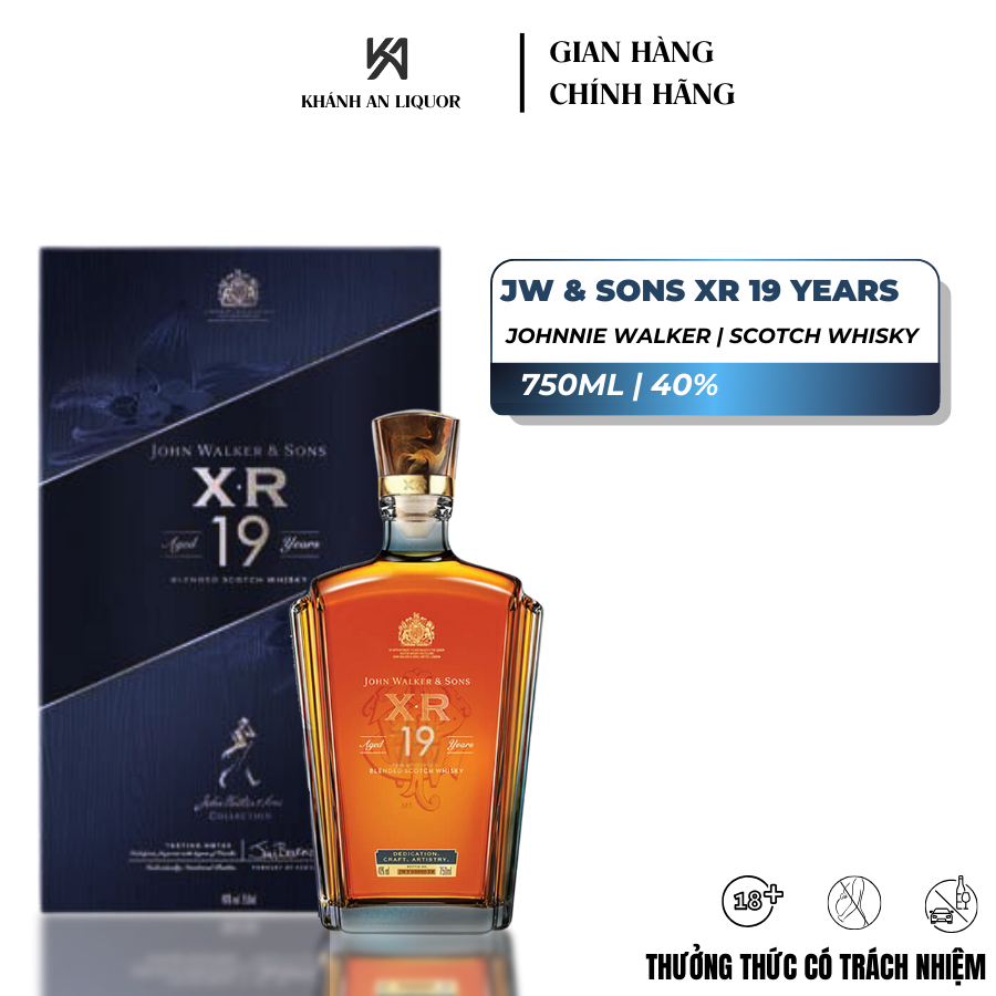 [CHÍNH HÃNG] RUỢU WHISKY JOHNNIE WALKER & SONS XR 19 750ML  40%
