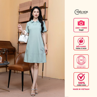 Đầm trung niên, túi hông xinh xắn trang nhã sang trọng chất liệu cotton cao cấp Thiều Hoa T0705