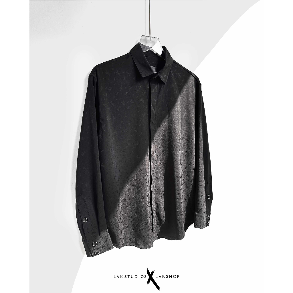 Áo Lak Studios Dragonfly Black Silk Shirt