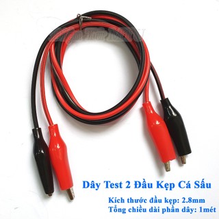 Dây Test mạch 2 Đầu Kẹp Cá Sấu, jack bắp chuối đực dài 1m (1 cặp dây đỏ & đen)