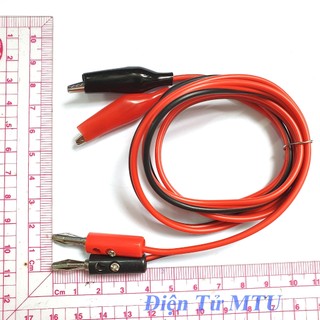 Dây Test mạch 2 Đầu Kẹp Cá Sấu, jack bắp chuối đực dài 1m (1 cặp dây đỏ & đen)