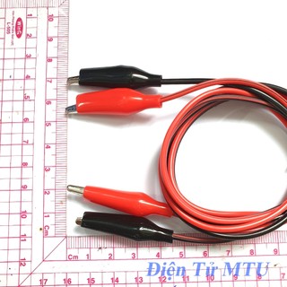 Dây Test mạch 2 Đầu Kẹp Cá Sấu, jack bắp chuối đực dài 1m (1 cặp dây đỏ & đen)
