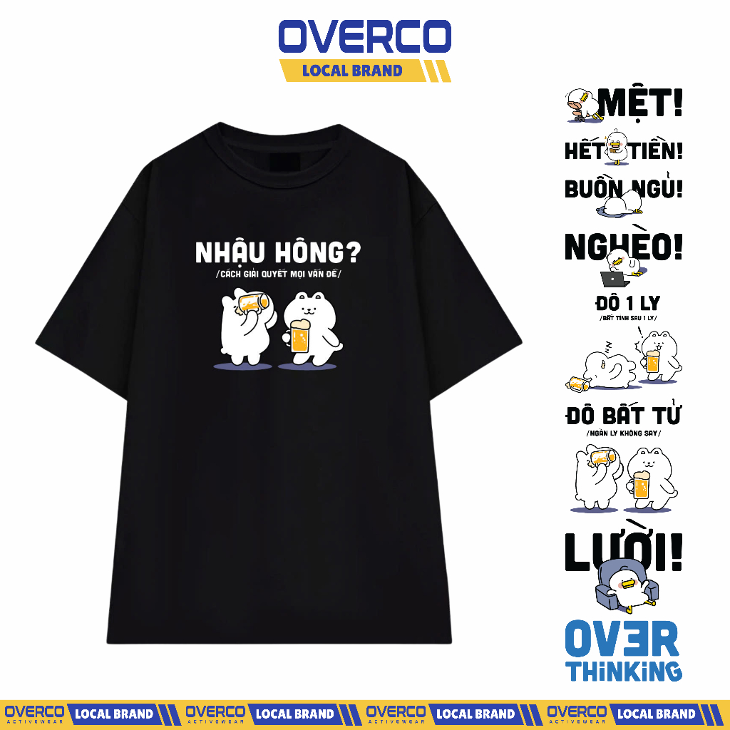 Áo Thun Unisex In Chữ NHẬU HÔNG - ĐÔ BẤT TỬ Vải Cotton Cao Cấp Thoáng Mát Mềm Mịn Không Xù Lông