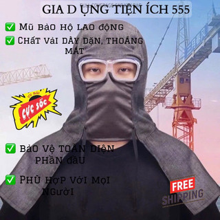 NL54 Mũ bảo hộ lao động trùm đầu bảo vệ cổ, nón chống nắng nam nữ có kính chống bụi