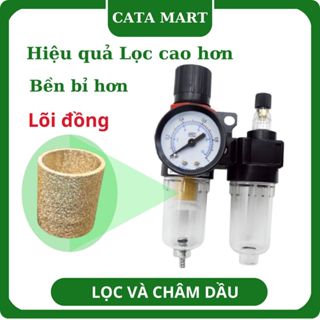 Bộ lọc đôi tách nước, tạp chất khí nén AFC2000 tích hợp chức năng châm dầu có van điều chỉnh áp suất và đồng hồ đo áp