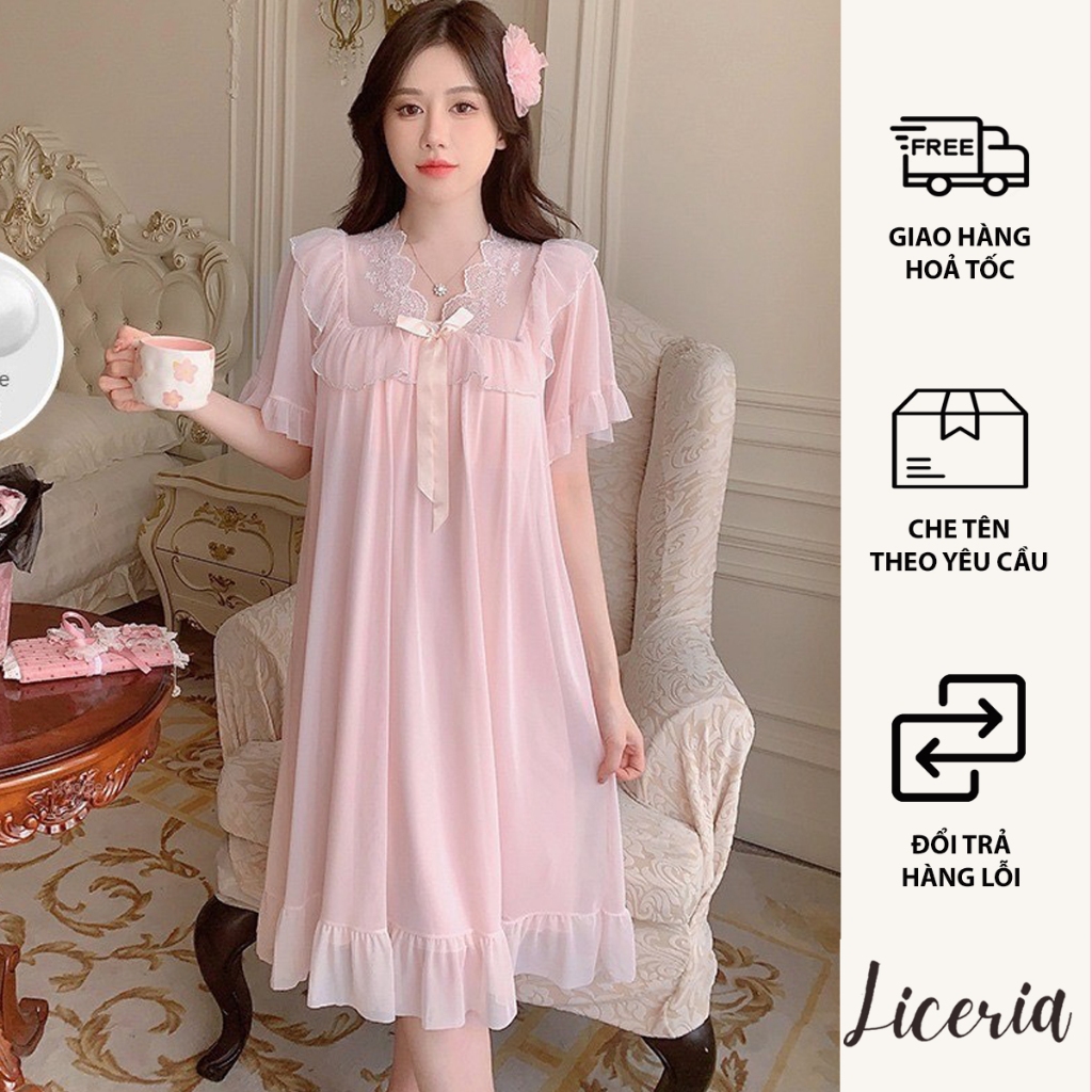 Đầm Ngủ LICERIA 2333 Phong Cách Cung Điện Kiểu Pháp Có Đệm Ngực Mẫu Hot 2025.
