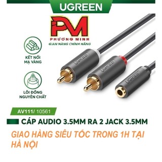 Cáp 3.5mm âm sang 2 rca dương ugreen 10561- bảo hành 18 tháng chính hãng