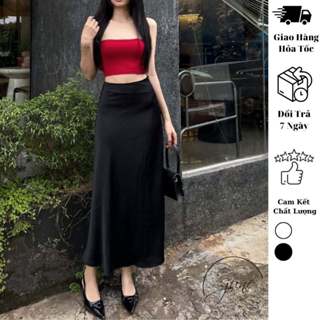 Chân Váy Midi Dáng Dài Chất Liệu Lụa Satin Mềm Mịn JUNE.SG Chân Váy Midi Lụa Đuôi Cá Dáng Dài
