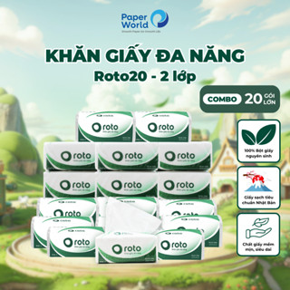 [Combo 25 gói ] Khăn giấy cao cấp đa năng Roto, 100% làm từ bột giấy nguyên sinh  | Thế Giới Giấy