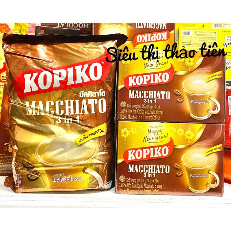 Cà phê hòa tan Kopiko Macchiato bịch 400g / hộp 240g