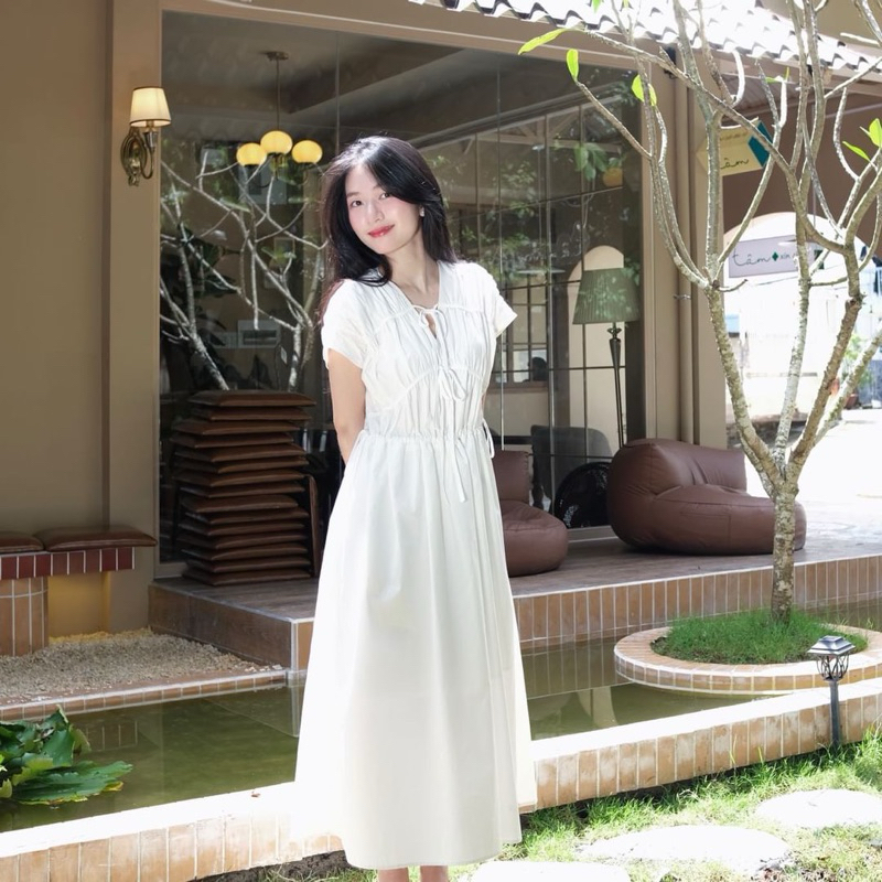 DOB - Váy dáng suông cổ V rút nhúng Moca Dress | BigBuy360 - bigbuy360.vn