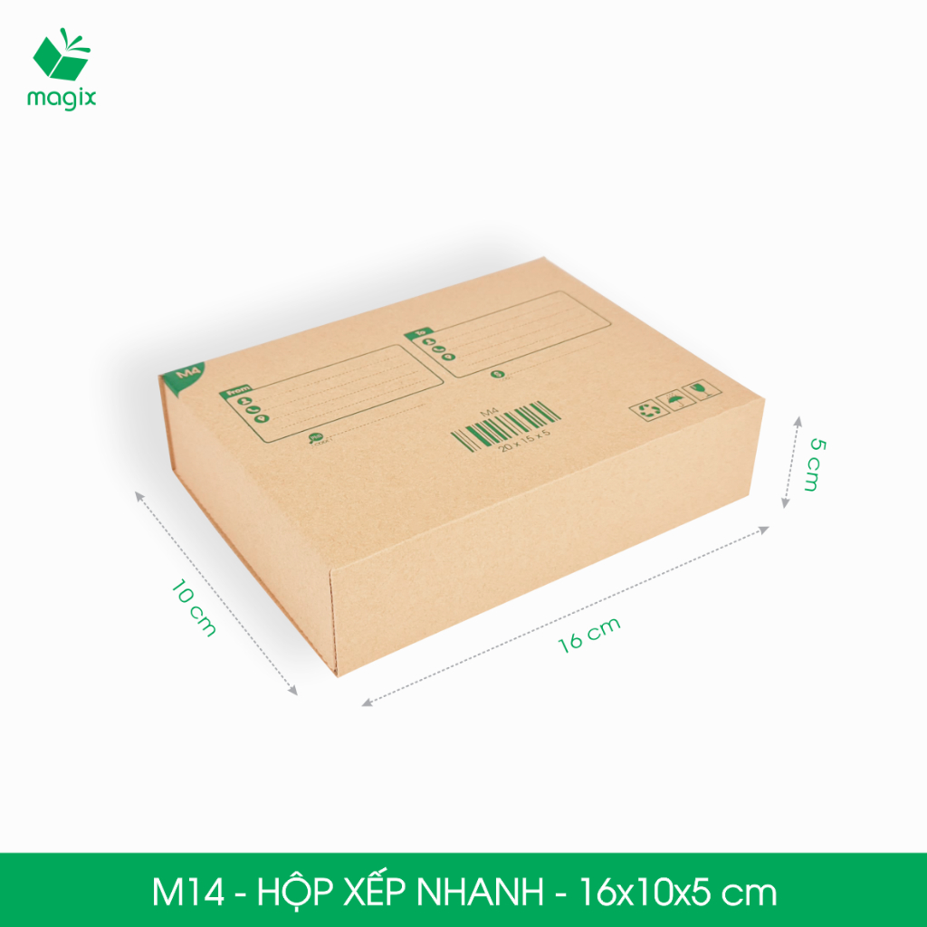 M14 - 16x10x5cm - Combo 100 hộp carton đóng hàng xếp nhanh - Hộp gói hàng carton | Magix Packaging