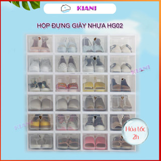 Hộp Đựng Giày Nhựa Cứng Trong Suốt, Kệ Để Giày Dép Size Lớn Chịu Lực 4kg HG02 Kiani