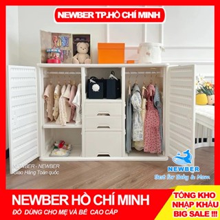 Tủ đựng quần áo cho bé Newber Luxury có ngăn treo, tủ đựng đồ chơi cho bé, mặt sau tủ kín