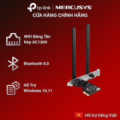 Bộ Chuyển Đổi Card WiFi PCIe Mercusys MA30E Bluetooth 5.0 Băng Tần Kép Tốc Độ 1200 Mbps