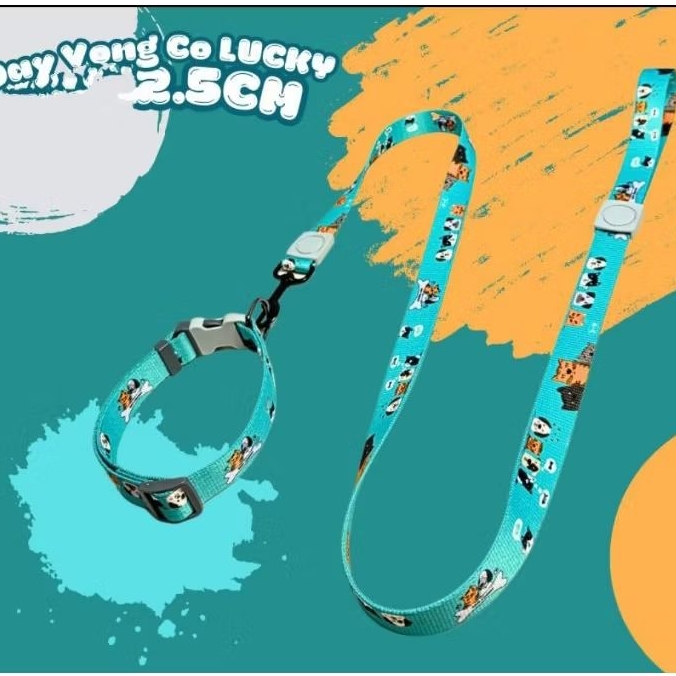Dây dắt vòng cổ cho chó mèo Lucky bản 2,5cm