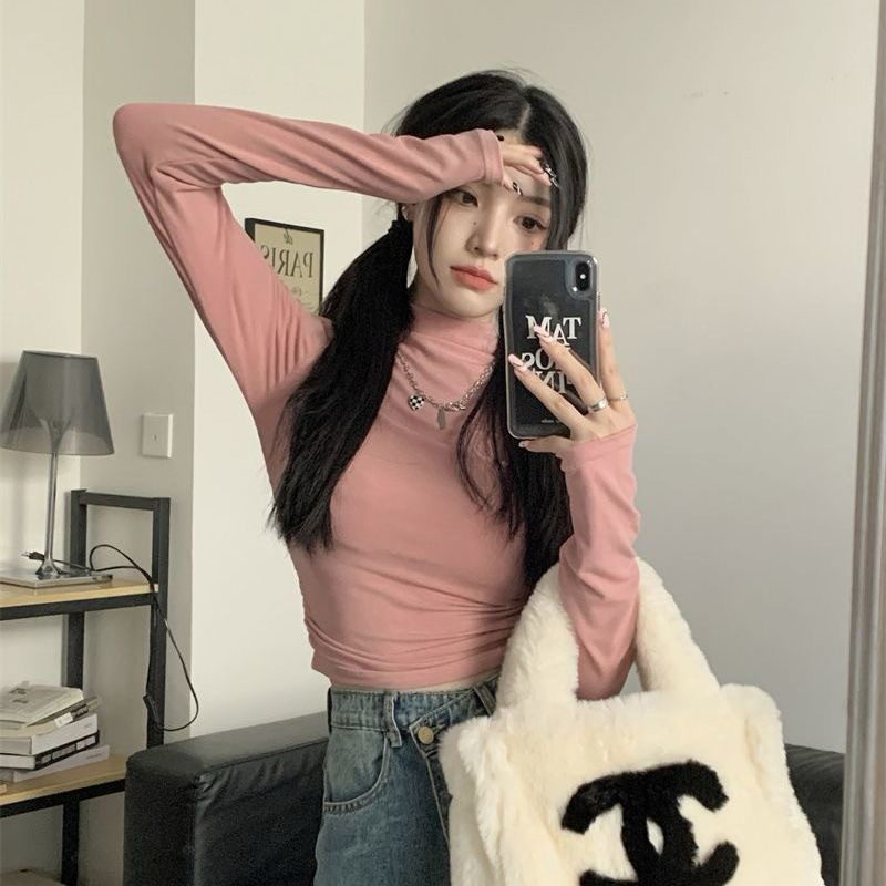 PQ01-Áo Thun croptop nữ tay dài cổ lọ ôm body chất bozip PQ Store Freesize 42-52kg | BigBuy360 - bigbuy360.vn