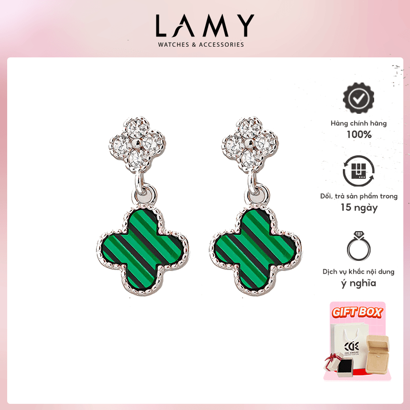 Khuyên tai nữ LAMY Lucky Four Leaf Earrings Silver 3297