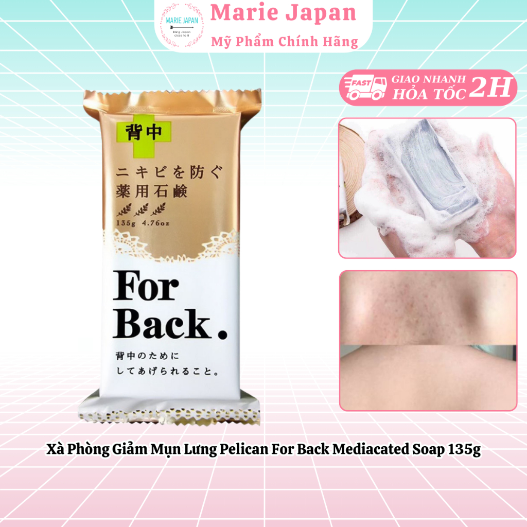   CHE TÊN  Xà phòng giảm mụn lưng Pelican For Back Mediacated Soap  Nhật Bản 