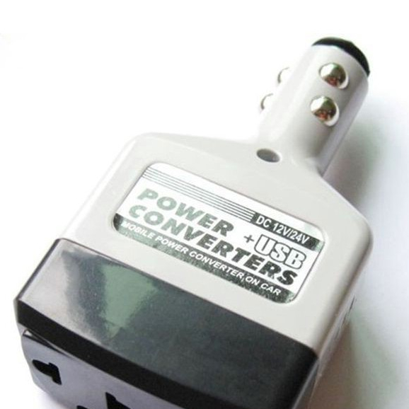 Tẩu sạc USB ô tô kích điện DC 12-24V to AC 220V Voltage Power Inverter Converter USB Charger