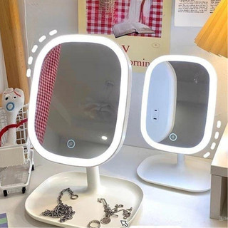  Gương đèn LED để bàn trang điểm hình bầu dục  kèm dây sạc 