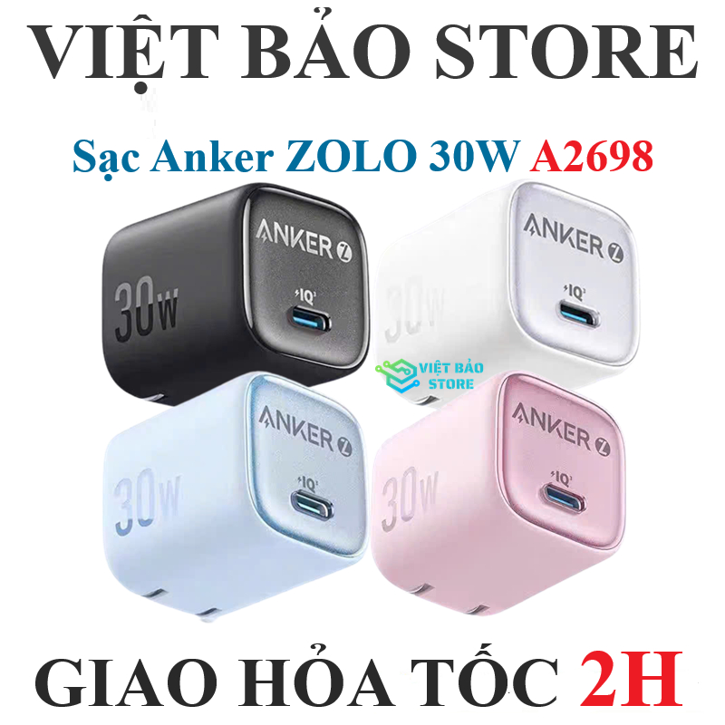 Củ sạc nhanh Anker Zolo 30W A2698 1 cổng type-c hỗ trợ nhiều giao thức PD/QC/SCP