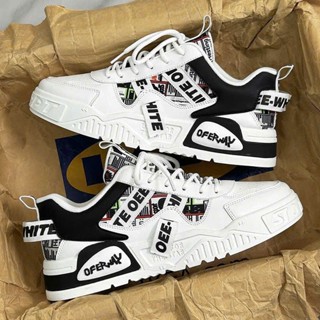 GIÀY SNEAKER NAM OFF WHITE CỔ THẤP, GIÀY THỂ THAO NAM CAO CẤP, ĐẾ CAO SU CAO 4CM