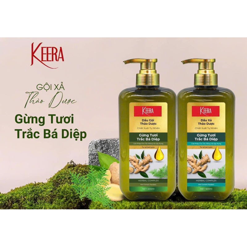Cặp Dầu Gội Xả Thảo Dược KEERA Chiết Xuất Từ Gừng Tươi Giảm Rụng Tóc , Sạch Gàu , Giảm Ngứa , Hàng C