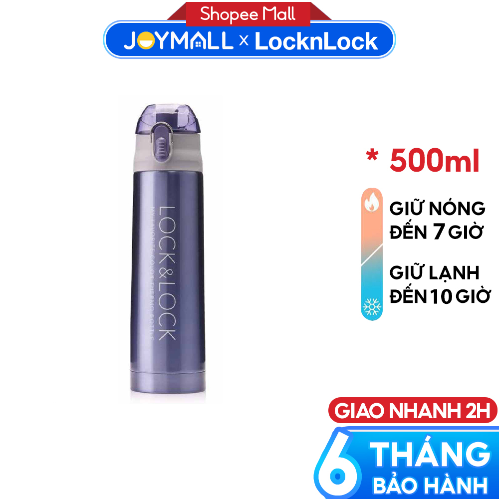Bình giữ nhiệt LocknLock Vaccum Bottle 500ml LHC6800FU, Hàng Chính Hãng, thép không gỉ - JoyMall