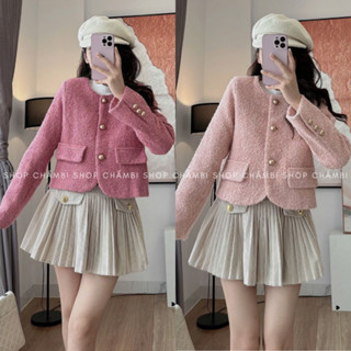   HÀNG 2 LỚP  Áo dạ nữ A.663 Áo khoác dạ trơn dáng ngắn tay dài 2 túi giả phong cách basic dễ phối đồ - Shop Chấm Bi 