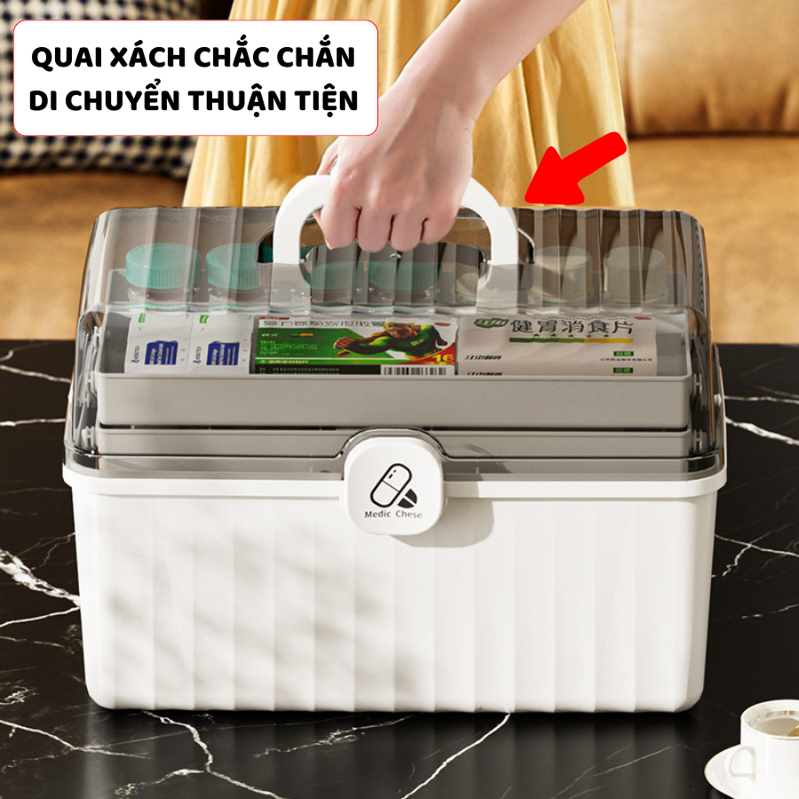 Hộp Đựng Thuốc 3 Tầng ENODA HOME, Hộp Lưu Trữ Thuốc, Đồ Y Tế Cho Cá Nhân Và Gia Đình Có Nắp Trong Suốt Q080 | BigBuy360 - bigbuy360.vn