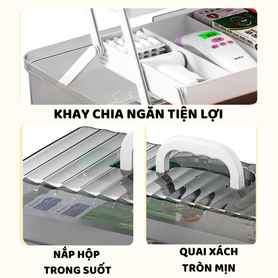 Hộp Đựng Thuốc 3 Tầng ENODA HOME, Hộp Lưu Trữ Thuốc, Đồ Y Tế Cho Cá Nhân Và Gia Đình Có Nắp Trong Suốt Q080 | BigBuy360 - bigbuy360.vn