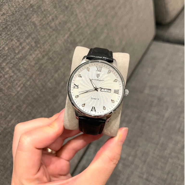 Poedagar Đồng Hồ Nam Size 42 mm, Chống nước và Chống xước, dây da và dây thép. Watch Đeo Tay