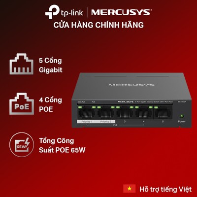 Bộ Switch Chia Mạng Mercusys MS105GP/ MS108GP/ MS110P/ MS106LP với Cổng PoE+