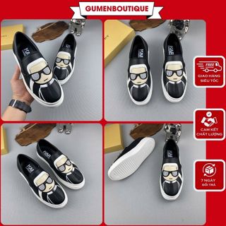  Giày Lười Nam KARL Thêu Hoạt Hình Nổi Cực Xịn - Giày Slipton Nam Da Cao Cấp 