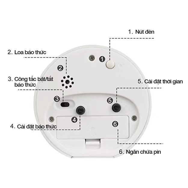 Đồng Hồ Để Bàn Không Gây Ồn, Đồng Hồ Báo Thức Có Đèn LED, Thao Tác Dễ Dàng, Họa Tiết Dễ Thương
