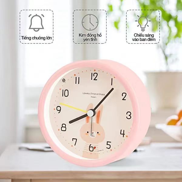 Đồng Hồ Để Bàn Không Gây Ồn, Đồng Hồ Báo Thức Có Đèn LED, Thao Tác Dễ Dàng, Họa Tiết Dễ Thương